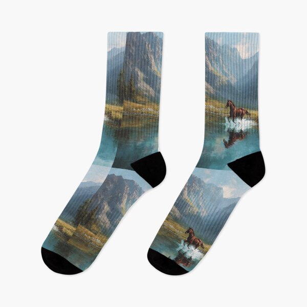 Item preview, A Quarter Horse galloping along the edge of a clear mountain lake Horses in Motion designed and sold by CDC40.