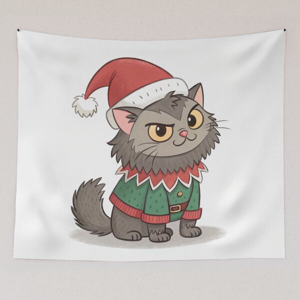 Item preview, Jólakötturinn (Yule Cat) – Cute and fluffy, whimsical | Icelandic Christmas Folklore Digital Illustration designed and sold by AIfolklore.