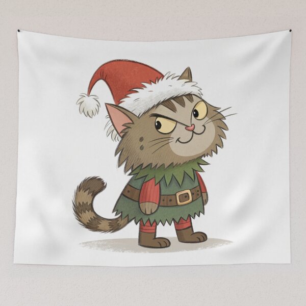 Item preview, Jólakötturinn (Yule Cat) – Cute and fluffy, whimsical | Icelandic Christmas Folklore Digital Illustration designed and sold by AIfolklore.