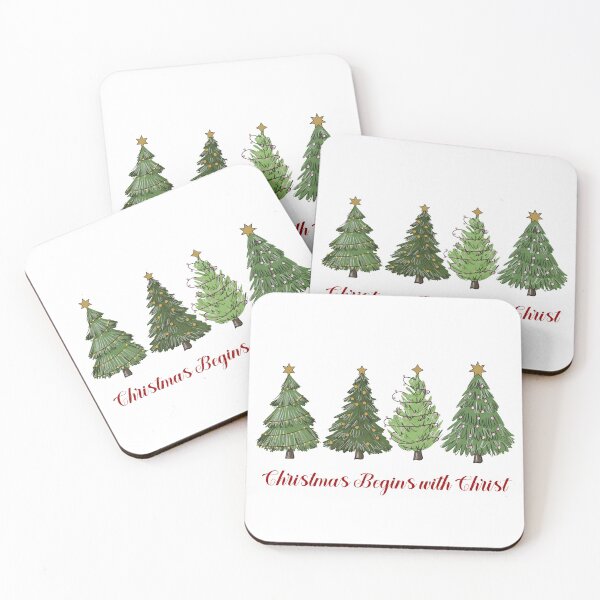 Item preview, Christmas Begins with Christ – Green Christmas Trees Design designed and sold by Illustrated Faith.