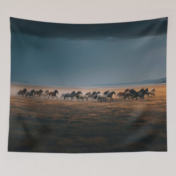 Item preview, A herd of wild horses sprinting across the open plains at dusk Horses in Motion designed and sold by CDC40.
