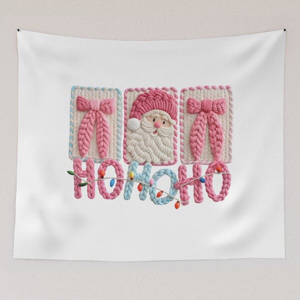 Item preview, HO HO HO Pastel with Lights and Bows | Chunky Knit and Christmas Clay Design designed and sold by Polarisofficial.