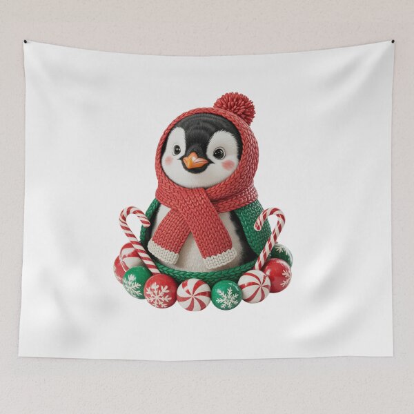 Item preview, Crochet Penguin with Red Hat and Candy Canes | Christmas Design designed and sold by Polarisofficial.