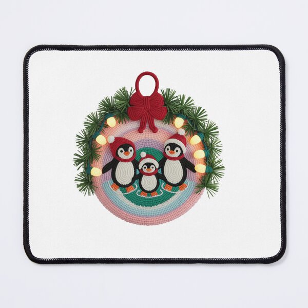 Item preview, Macrame Christmas Wreath with Family Penguins | Woven Design with Lights designed and sold by Polarisofficial.