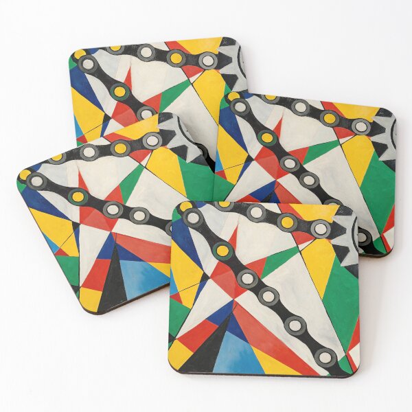 Item preview, Abstract Cubist Colorful bicycle chain, art.  designed and sold by Pedal Canvas.
