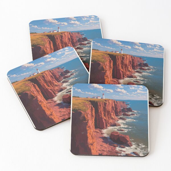Item preview, Cape Tryon Prince Edward Island | Red Cliffs Lighthouse Poster designed and sold by TuncGK.