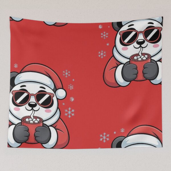 Item preview, Christmas Panda with Glasses | Retro Christmas Scarf | Unique Design designed and sold by XNewStore.