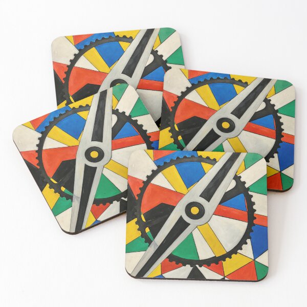 Item preview, Abstract Cubist Colorful bicycle sprocket art.  designed and sold by Pedal Canvas.