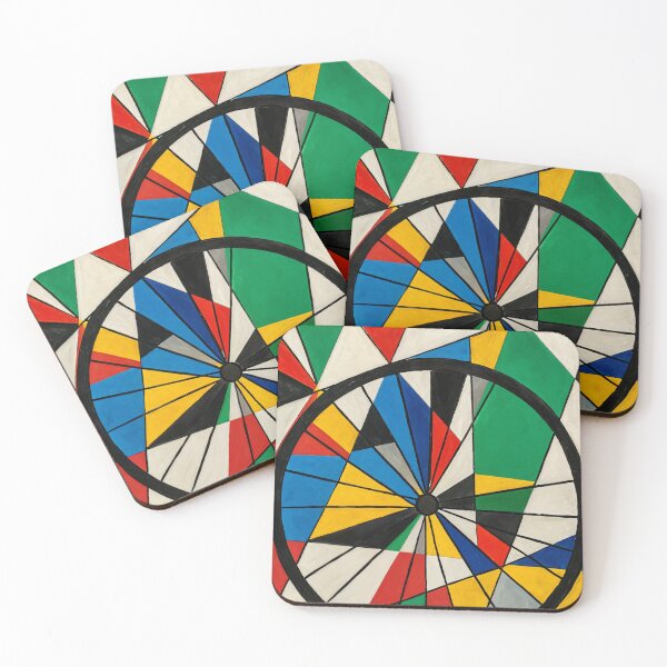 Item preview, Abstract Cubist Colorful bicycle wheel art.  designed and sold by Pedal Canvas.