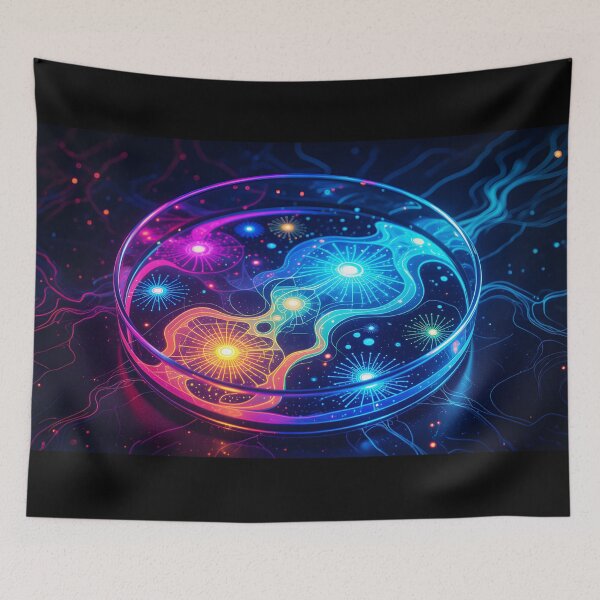 Item preview, Purple and Blue Neon Petri Dish – Futuristic Chemistry Fantasy Art designed and sold by EmeraldeaArt.