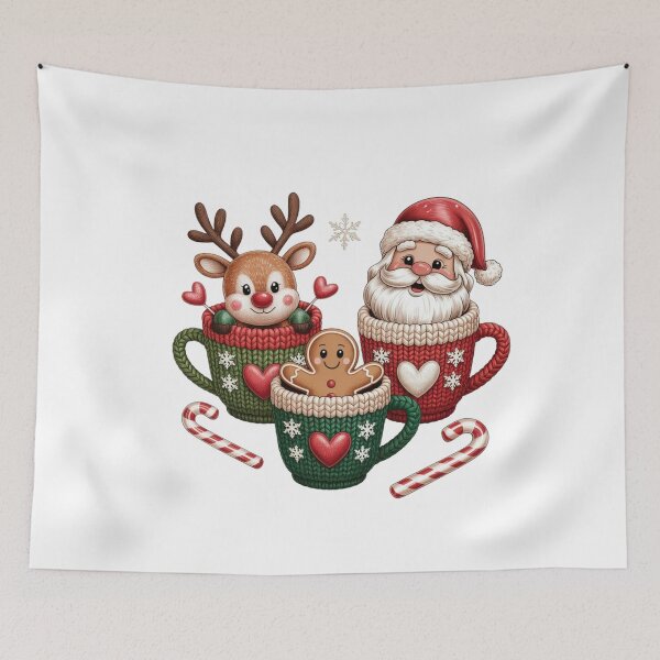 Item preview, Cozy Christmas Characters on Knitted Mugs designed and sold by Polarisofficial.