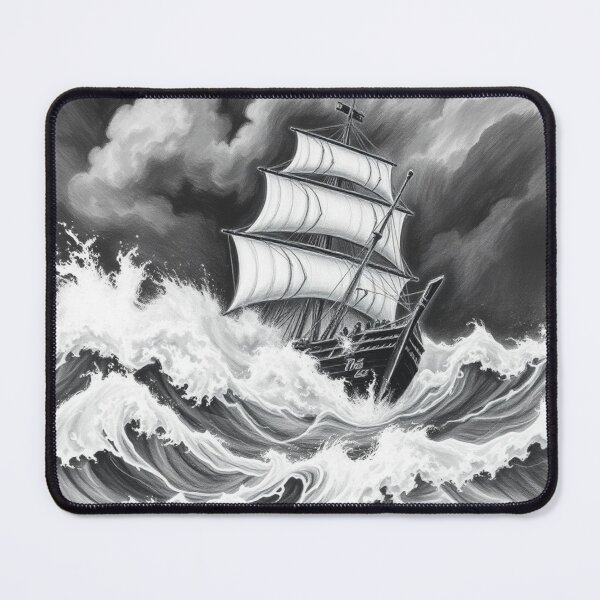 Item preview, Dramatic Ship in Storm Pencil Drawing - Black and White Art designed and sold by EllDAV777.