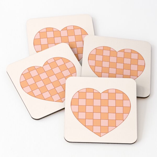 Item preview, Retro Orange Pink Checkered Heart – 70s Aesthetic Groovy designed and sold by lea-lani.