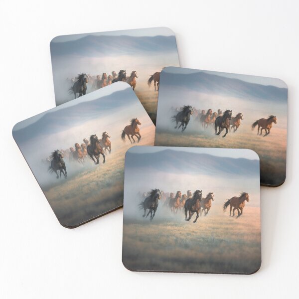 Item preview, A herd of wild horses sprinting across the open plains at dusk Horses in Motion designed and sold by CDC40.