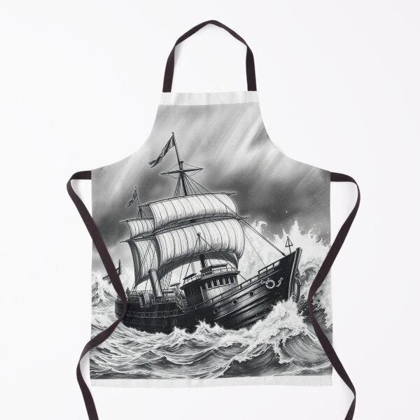 Item preview, Vintage Sailing Ship in Storm Dramatic Black and White Art designed and sold by EllDAV777.