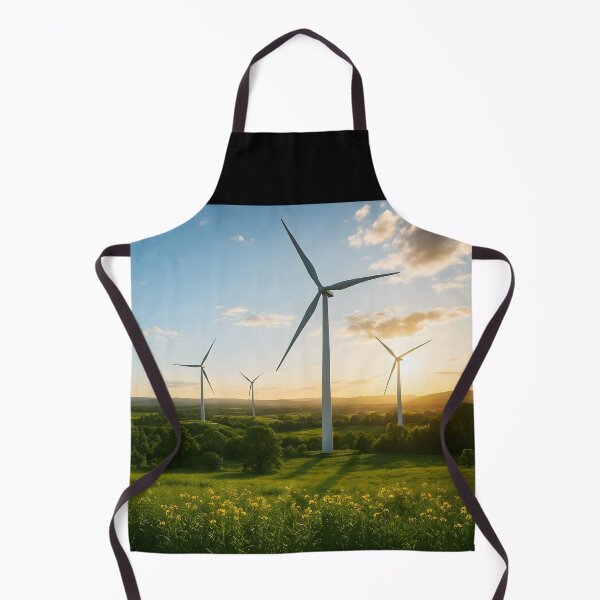 Item preview, Sunset Windmills – Wildflower Hills Landscape Illustration designed and sold by EmeraldeaArt.
