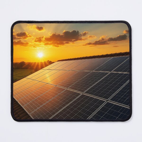 Item preview, Solar Panels on Roof – Sunset with Spectacular Sunlit Clouds designed and sold by EmeraldeaArt.