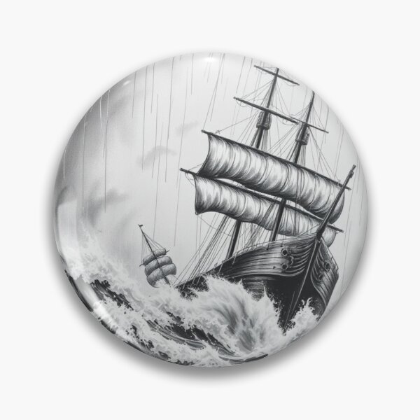 Item preview, Epic Tall Ship in Storm Black and White Nautical Art designed and sold by EllDAV777.