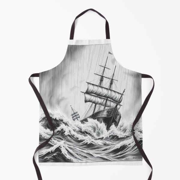 Item preview, Epic Tall Ship in Storm Black and White Nautical Art designed and sold by EllDAV777.
