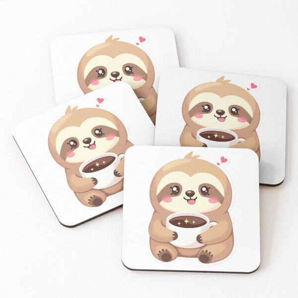 Item preview, Cute Kawaii Sloth with Coffee Mug – Relaxing Chibi Sloth Sticker designed and sold by WerkstattWitz.