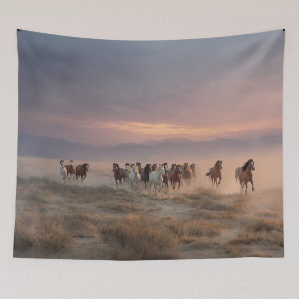 Item preview, A herd of wild horses sprinting across the open plains at dusk Horses in Motion designed and sold by CDC40.