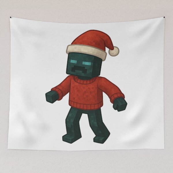 Item preview, Warden Santa Claus, Minecraft Style! Blocky, Jolly & Ready for Christmas designed and sold by DibujandoPorfa.