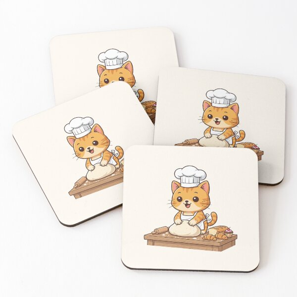 Item preview, Purr-fect Baker Cat - Cute Culinary Kitten kneading Dough designed and sold by HoopeStylee.