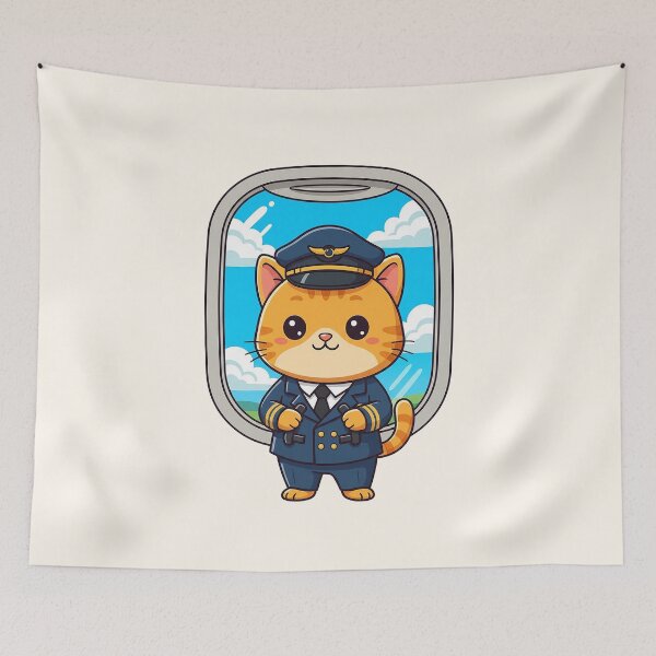 Item preview, Captain Whiskers - Cute Pilot Cat Flying High designed and sold by HoopeStylee.