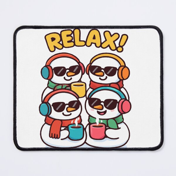 Item preview, "RELAX!” — Snowmen with mugs from Felia designed and sold by Felia001.