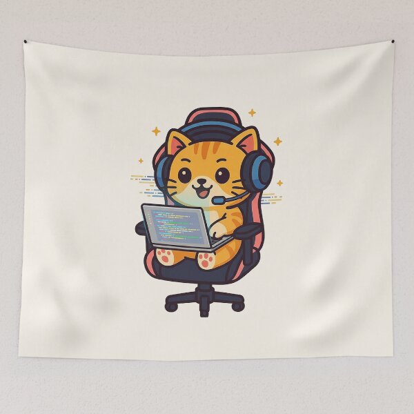 Item preview, Happy Cute Programmer Cat Coding Colorful Screen designed and sold by HoopeStylee.