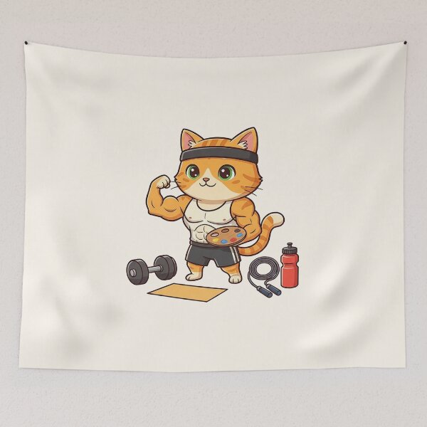 Item preview, Muscular Cat Artist Gym Workout Funny Feline designed and sold by HoopeStylee.