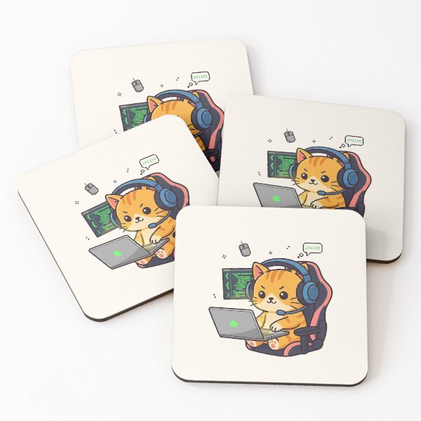 Item preview, Cute Cat Programmer Coder Hacking Binary Laptop designed and sold by HoopeStylee.