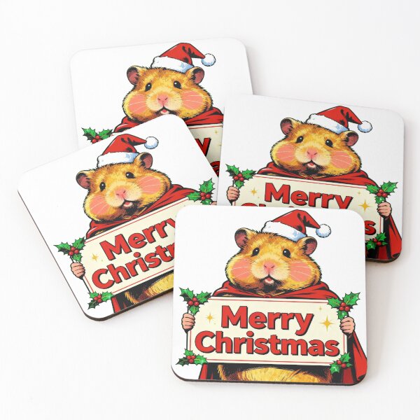 Item preview, Cute Christmas Hamster with Merry Christmas Sign – Cozy Holiday Art designed and sold by UniqueArtsOnly.