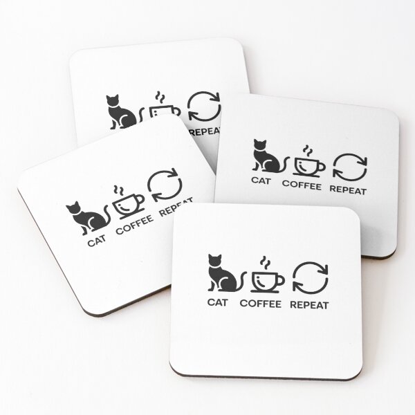 Item preview, Cat Coffee Repeat Minimalist Cat Lover Coffee Shirt designed and sold by CQ-Art.