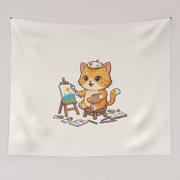 Item preview, Artistic Whiskers Cute Painter Cat Creative  designed and sold by HoopeStylee.