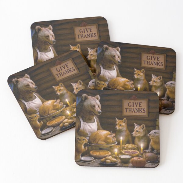 Item preview, Wildlife Thanksgiving Dinner At The Cabin designed and sold by Maria Dryfhout.