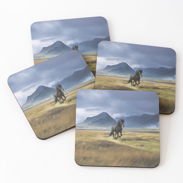 Item preview, An Icelandic horse trotting through a volcanic landscape Horses in Motion designed and sold by CDC40.