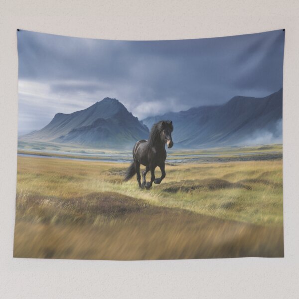 Item preview, An Icelandic horse trotting through a volcanic landscape Horses in Motion designed and sold by CDC40.
