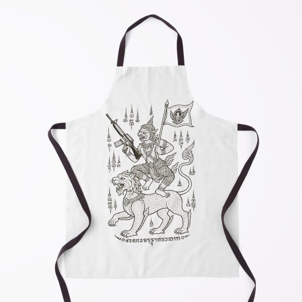 Item preview, Hanuman Warrior Riding Lion with Rifle – Thai Yantra Tattoo Art designed and sold by Sksticker991.