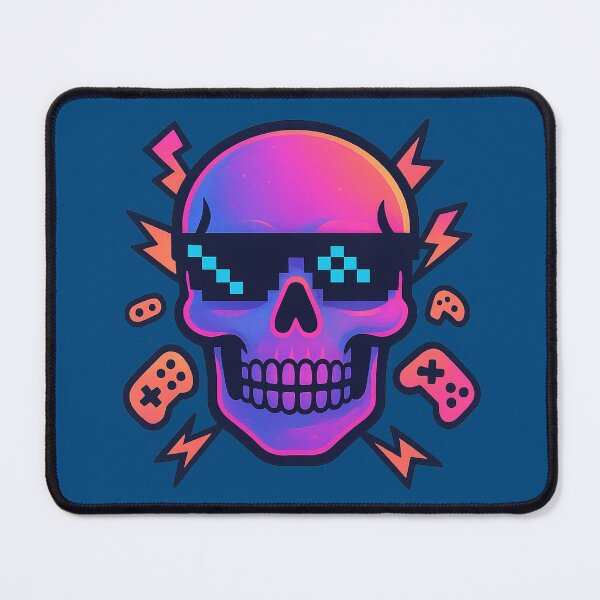 Item preview, "Neon Vaporwave Gamer Skull" designed and sold by NoirBlancCo.