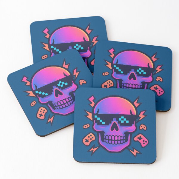 Item preview, "Neon Vaporwave Gamer Skull" designed and sold by NoirBlancCo.