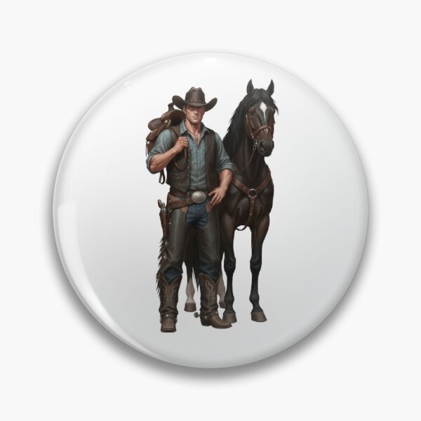Item preview, Illustration of a Robust Cowboy and a Black Horse designed and sold by CHRIST5000.