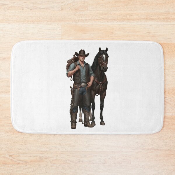 Item preview, Illustration of a Robust Cowboy and a Black Horse designed and sold by CHRIST5000.