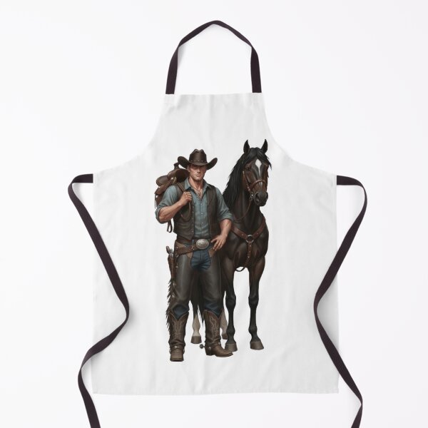 Item preview, Illustration of a Robust Cowboy and a Black Horse designed and sold by CHRIST5000.