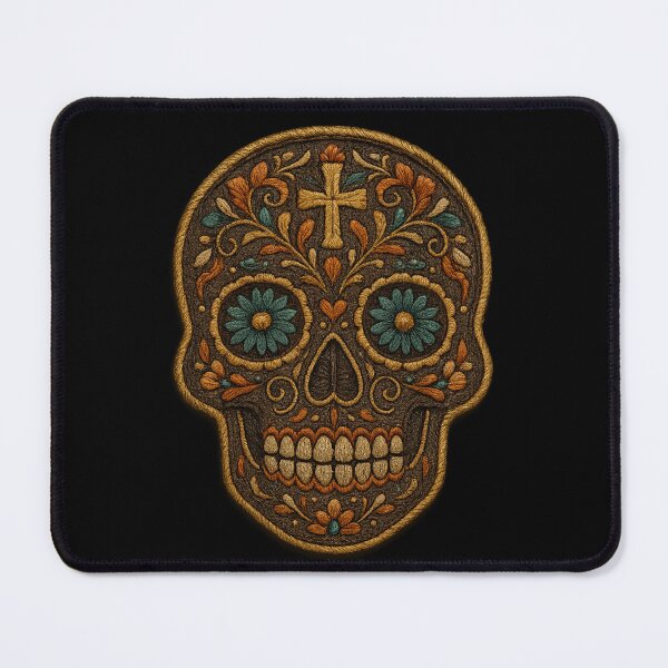 Item preview, Vintage embroidered skull with golden cross designed and sold by LaNadaYFundante.