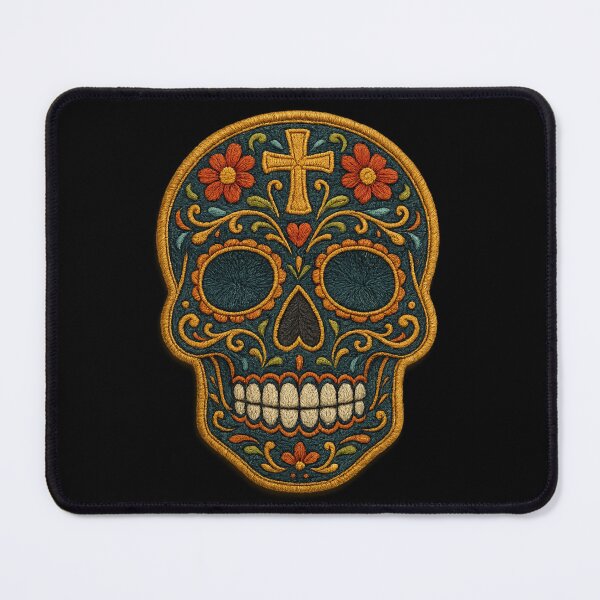 Item preview, Dark blue embroidered skull with cross designed and sold by LaNadaYFundante.