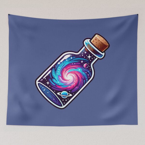 Item preview, Cosmic Galaxy Swirl Contained Inside Mystical Glass Bottle designed and sold by PinUpPizzazz.