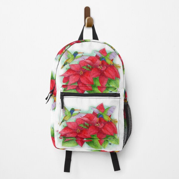 Item preview, Blue Throated Golden Tail Hummingbirds with Poinsettias designed and sold by Jesus Vichareli.
