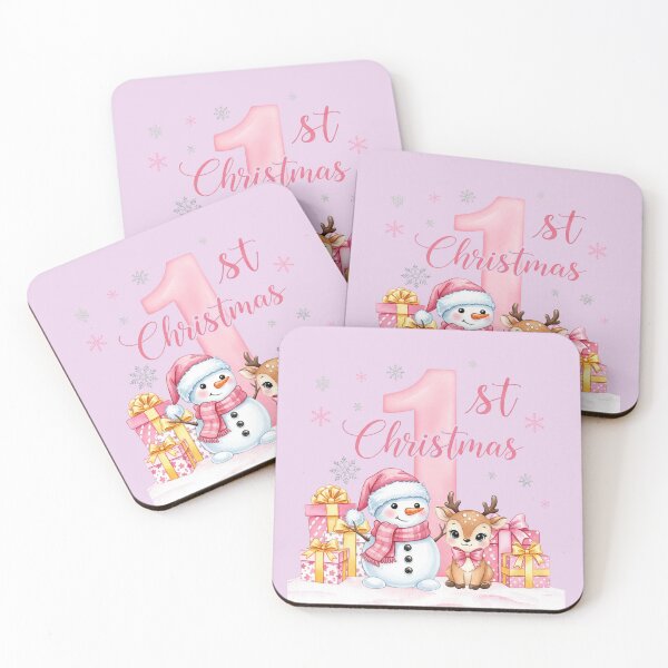 Item preview, Baby’s 1st Christmas Pink Design – Cute Snowman and Deer designed and sold by a1qualityd.