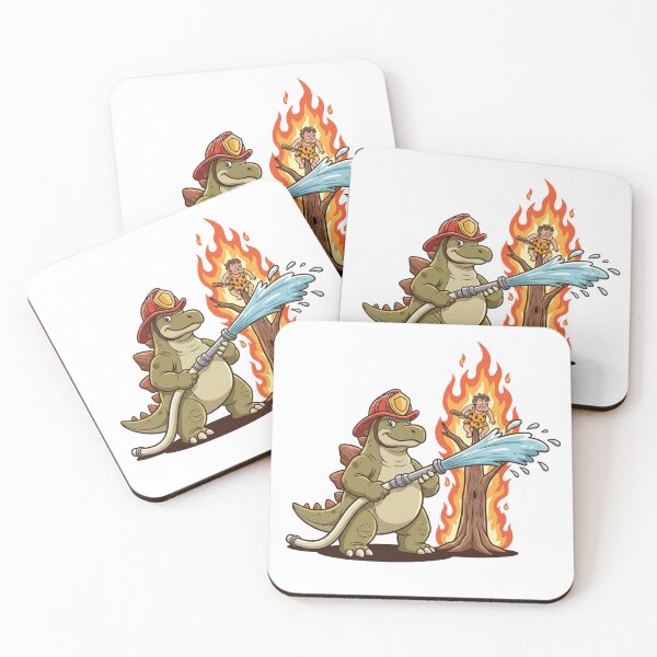 Item preview, Firefighter Dino – Funny Dinosaur Rescue Cartoon designed and sold by DinoPrints-shop.
